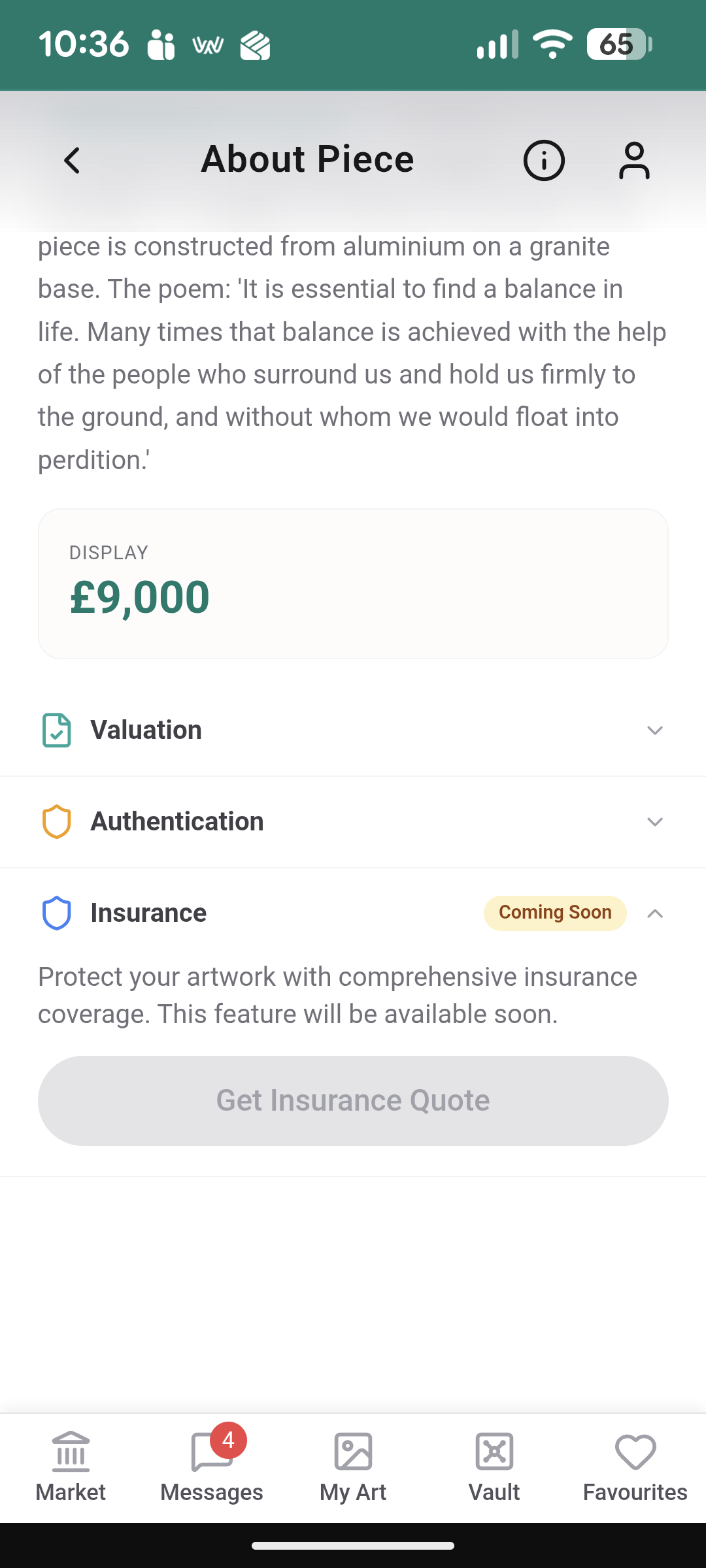 Secarto insurance request view